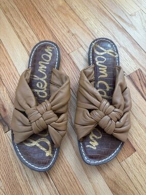 Sam Edelman Cognac Knotted Slide Sandals